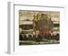 Single Houses (Houses with Mountain); Einzelne Hauser (Hauser Mit Bergen), 1915 (Oil on Canvas)-Egon Schiele-Framed Giclee Print