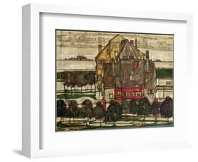 Single Houses (Houses with Mountain); Einzelne Hauser (Hauser Mit Bergen), 1915 (Oil on Canvas)-Egon Schiele-Framed Giclee Print