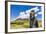 Single Moai Statue Guards the Entrance at the 15 Moai Restored Ceremonial Site of Ahu Tongariki-Michael Nolan-Framed Photographic Print