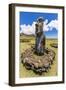 Single Moai Statue Guards the Entrance at the 15 Moai Restored Ceremonial Site of Ahu Tongariki-Michael Nolan-Framed Photographic Print