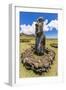 Single Moai Statue Guards the Entrance at the 15 Moai Restored Ceremonial Site of Ahu Tongariki-Michael Nolan-Framed Photographic Print