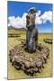 Single Moai Statue Guards the Entrance at the 15 Moai Restored Ceremonial Site of Ahu Tongariki-Michael Nolan-Mounted Photographic Print