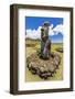 Single Moai Statue Guards the Entrance at the 15 Moai Restored Ceremonial Site of Ahu Tongariki-Michael Nolan-Framed Photographic Print