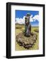 Single Moai Statue Guards the Entrance at the 15 Moai Restored Ceremonial Site of Ahu Tongariki-Michael Nolan-Framed Photographic Print