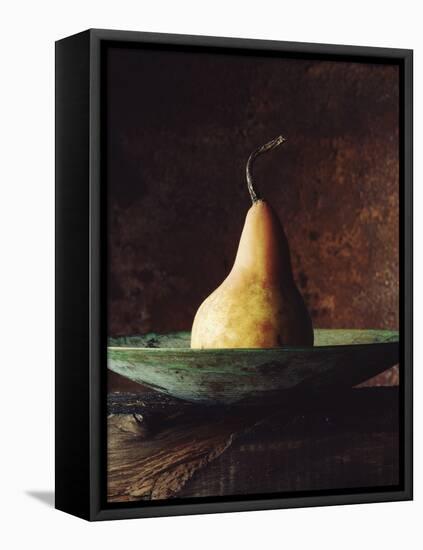 Single Pear in Bowl-David Jay Zimmerman-Framed Stretched Canvas