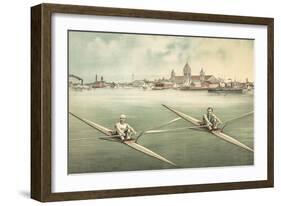 Single-Person Rowing-null-Framed Art Print