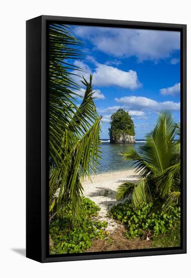 Single Rock at Coconut Point on Tutuila Island, American Samoa, South Pacific, Pacific-Michael Runkel-Framed Stretched Canvas