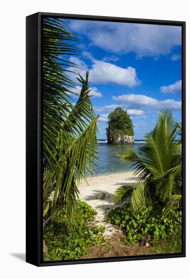 Single Rock at Coconut Point on Tutuila Island, American Samoa, South Pacific, Pacific-Michael Runkel-Framed Stretched Canvas