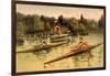 Single Rowing Competition-null-Framed Art Print