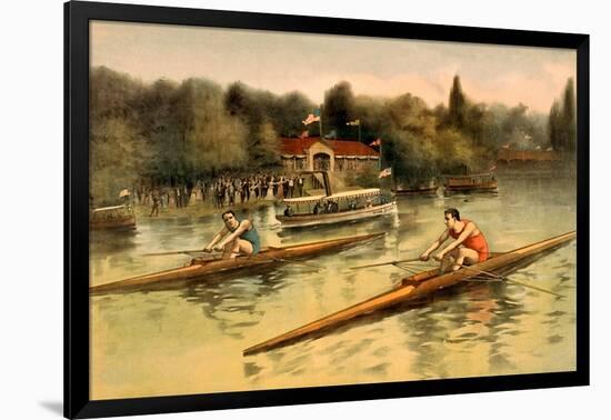 Single Rowing Competition-null-Framed Art Print