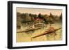 Single Rowing Competition-null-Framed Art Print