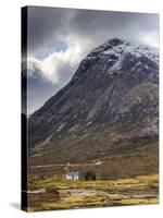 Single Small Cottage and Buachaille Etive Mor, Rannoch Moor, Glencoe, Highland Region, Scotland-Chris Hepburn-Stretched Canvas