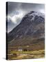 Single Small Cottage and Buachaille Etive Mor, Rannoch Moor, Glencoe, Highland Region, Scotland-Chris Hepburn-Stretched Canvas