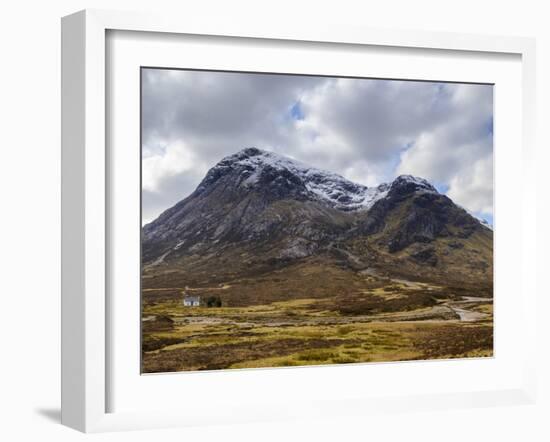 Single Small Cottage and Buachaille Etive Mor, Rannoch Moor, Glencoe, Highland Region, Scotland-Chris Hepburn-Framed Photographic Print