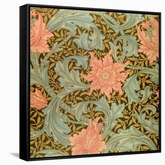 "Single Stem" Wallpaper Design-William Morris-Framed Stretched Canvas