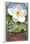 Single White Magnolia - Atlanta, Georgia-Lantern Press-Framed Art Print