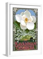 Single White Magnolia - Savannah, Georgia-Lantern Press-Framed Art Print