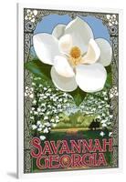 Single White Magnolia - Savannah, Georgia-Lantern Press-Framed Art Print