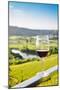 Single wine glass above vineyards, Piedmont, Italy, Europe-Alexandre Rotenberg-Mounted Photographic Print