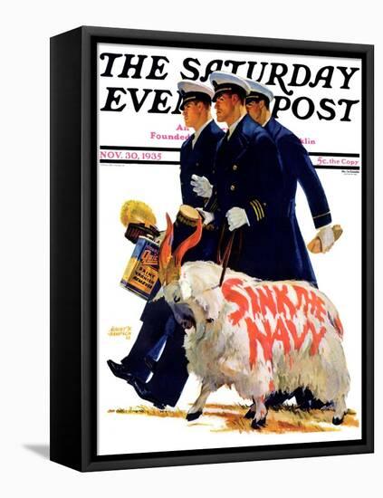 "Sink the Navy," Saturday Evening Post Cover, November 30, 1935-Albert W. Hampson-Framed Stretched Canvas