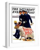 "Sink the Navy," Saturday Evening Post Cover, November 30, 1935-Albert W. Hampson-Framed Giclee Print