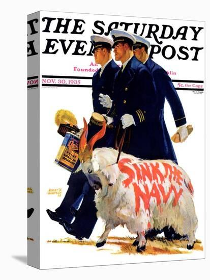 "Sink the Navy," Saturday Evening Post Cover, November 30, 1935-Albert W. Hampson-Stretched Canvas