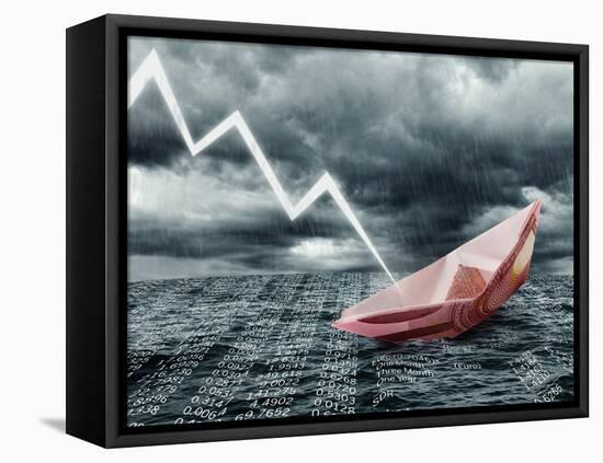 Sinking Euro Ship. Crisis Concept-egal-Framed Stretched Canvas