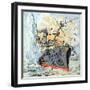 Sinking of Russian Battleship Petropavlosk (April 1904)-null-Framed Giclee Print