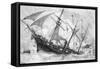 Sinking of the "Alabama", 19 June 1864, Engraved by Schultz-Julian Oliver Davidson-Framed Stretched Canvas