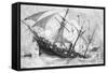 Sinking of the "Alabama", 19 June 1864, Engraved by Schultz-Julian Oliver Davidson-Framed Stretched Canvas