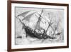 Sinking of the "Alabama", 19 June 1864, Engraved by Schultz-Julian Oliver Davidson-Framed Giclee Print