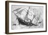 Sinking of the "Alabama", 19 June 1864, Engraved by Schultz-Julian Oliver Davidson-Framed Giclee Print