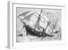 Sinking of the "Alabama", 19 June 1864, Engraved by Schultz-Julian Oliver Davidson-Framed Giclee Print