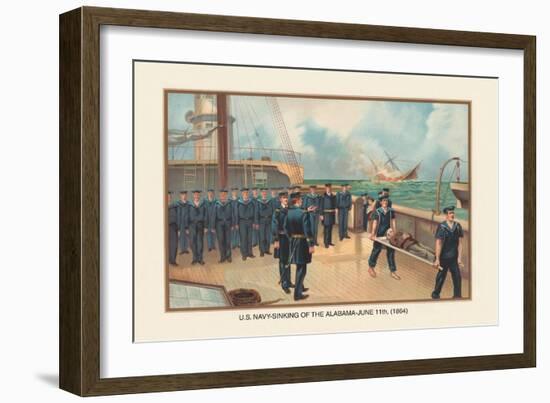 Sinking of the Alabama, June 11, 1864-Werner-Framed Art Print