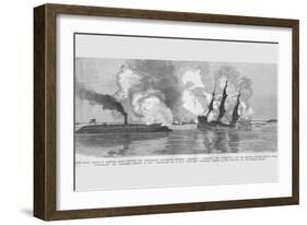 Sinking of the Cumberland at Hampton Roads by Confederate Ironclad-Frank Leslie-Framed Art Print