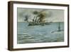 Sinking of the Italian Cruiser Giuseppe Garibaldi by the Austrian Submarine U-4-null-Framed Giclee Print