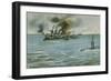 Sinking of the Italian Cruiser Giuseppe Garibaldi by the Austrian Submarine U-4-null-Framed Giclee Print