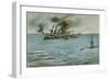 Sinking of the Italian Cruiser Giuseppe Garibaldi by the Austrian Submarine U-4-null-Framed Giclee Print