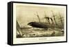 Sinking of the Steamship Oregon of the Cunard Line, Pub. C.1886-null-Framed Stretched Canvas