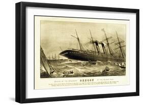 Sinking of the Steamship Oregon of the Cunard Line, Pub. C.1886-null-Framed Giclee Print