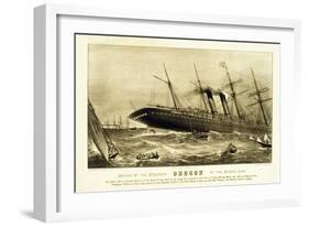 Sinking of the Steamship Oregon of the Cunard Line, Pub. C.1886-null-Framed Giclee Print