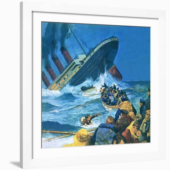 Sinking of the Titanic-English School-Framed Giclee Print