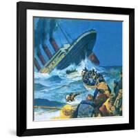 Sinking of the Titanic-English School-Framed Giclee Print
