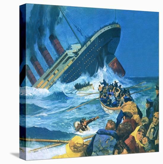 Sinking of the Titanic-English School-Stretched Canvas