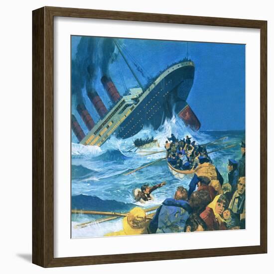 Sinking of the Titanic-English School-Framed Giclee Print