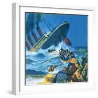 Sinking of the Titanic-English School-Framed Giclee Print