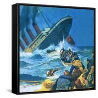 Sinking of the Titanic-English School-Framed Stretched Canvas