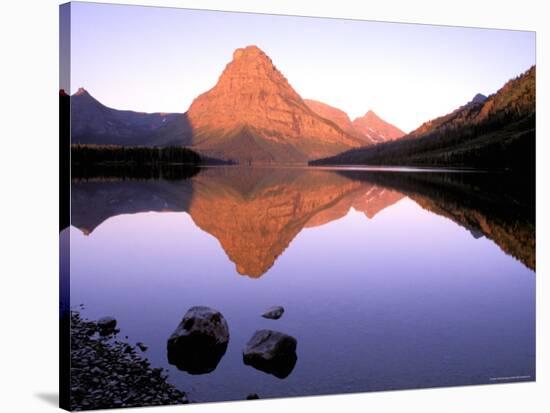 Sinopah Mountain Reflected in Two Medicine Lake, Glacier National Park, Montana, USA-null-Stretched Canvas