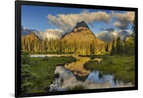 Sinopah Mountain Reflects in Beaver Pond in Two Medicine Valley in Glacier National Park, Montana-Chuck Haney-Framed Photographic Print