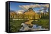 Sinopah Mountain Reflects in Beaver Pond in Two Medicine Valley in Glacier National Park, Montana-Chuck Haney-Framed Stretched Canvas